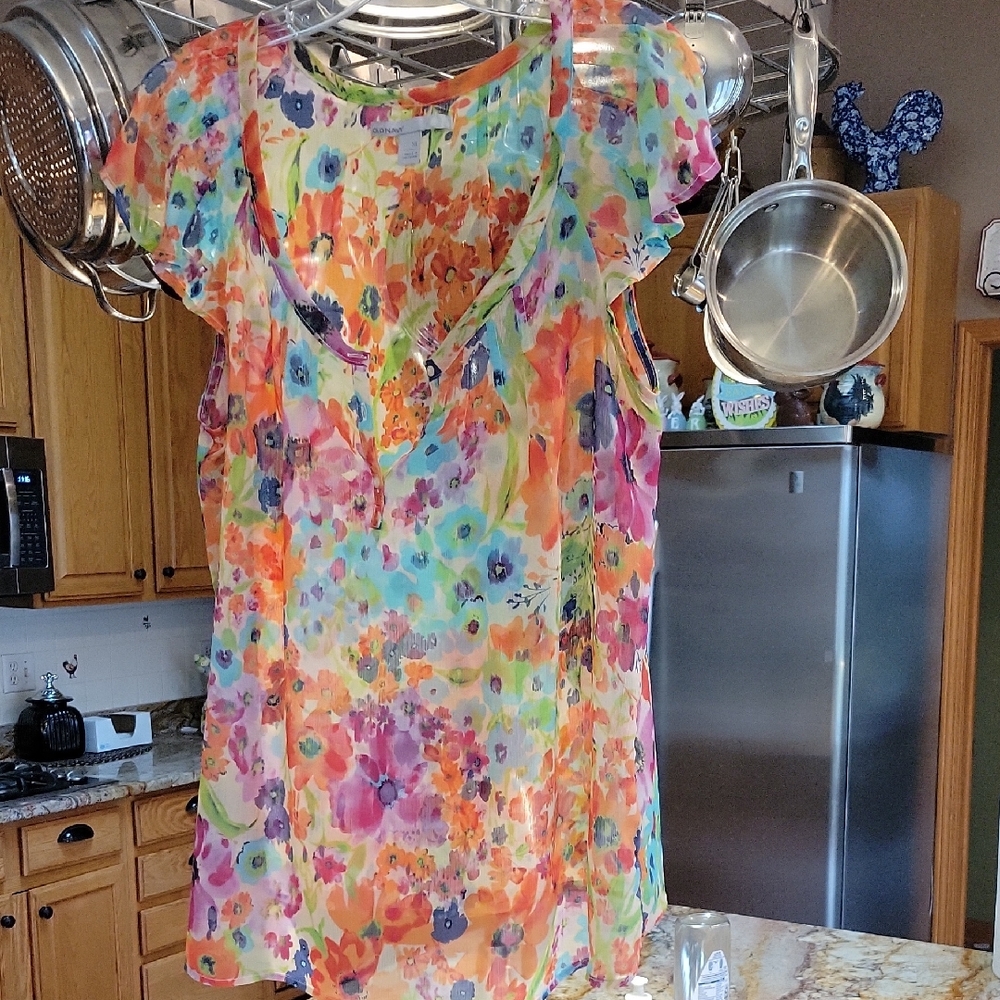 Old Navy Sheer Floral Multicolor Top Size XL